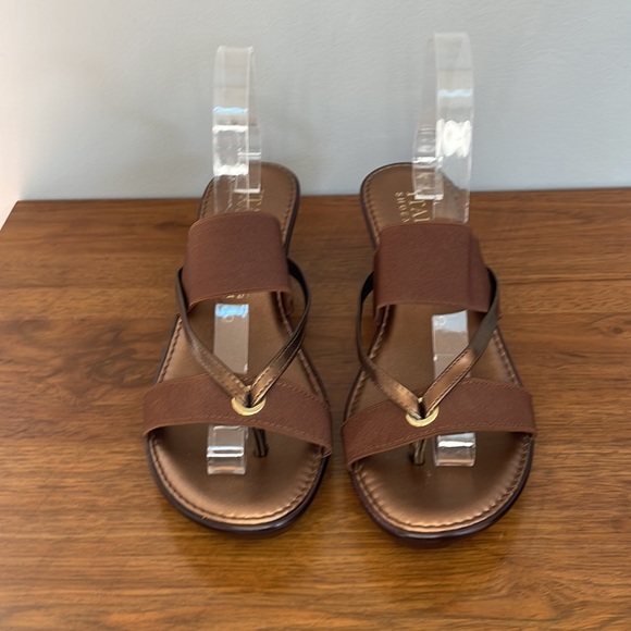 ITALIAN SHOEMAKERS ELASTIC WEDGE SANDALS - Picture 5 of 14